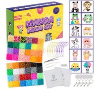 La Manuli Set de perles à repasser 2.6mm - 30000 mini perles à repasser avec plaques, accessoires, motifs d'anime, set de perles créatives pour enfants à partir de 12 ans