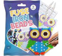 La Manuli Set de perles à repasser Chouette - Perles à enfiler avec plaque et modèle, Set de perles créatives pour enfants à partir de 6 ans