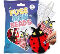 La Manuli Set de perles à repasser Coccinelle - Perles à enfiler avec plaque et modèle, Set de perles créatives pour enfants à partir de 6 ans