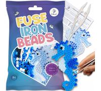 La Manuli Plaques de perles à repasser avec modèles assortis - Hippocampe + perles gratuites | Plaques transparentes Midi | Accessoires | Un bon cadeau pour les enfants à partir de 5 ans (hippocampe)