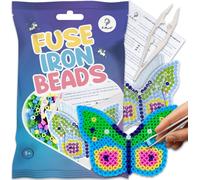 La Manuli Set de perles à repasser Papillon - Perles à enfiler avec plaque et modèle, Set de perles créatives pour enfants à partir de 6 ans