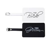 La mariée « The Groom » étiquette de valise en cuir, étiquettes d'identification avec plaque d'adresse, accessoires de voyage, cadeau de voyage pour homme et femme