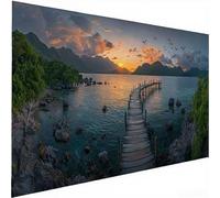 La Marina Diamond Painting, Coucher de soleil Diamond Painting Adulte Enfant, Activité Manuelle Adulte Débutant, Mosaique Loisir Creatif, Cristal Ronde Diamond, Murale Maison Décoration 55x110cm W-539