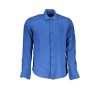 La Martina, Homme, Chemises, Bleu, Taille: XL Chemise Bleue en Lin à Manches Longues