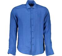 La Martina Chemise bleue avec broderie et poignets à boutons : Taille - M Taille : M
