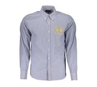 La Martina Chemise élégante à manches longues en coton bleu pour homme, bleu, Taille L