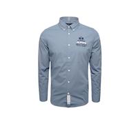 La Martina Chemise 'MAC601' bleu-gris / blanc, Taille S