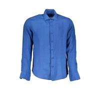 La Martina, Homme, Chemises, Bleu, Taille: M Chemise Bleue en Lin à Manches Longues