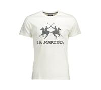 La Martina - T-shirt classique en coton avec impression - Homme - Tops - Blanc - Taille: 2XL