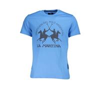 La Martina, Homme, Tops, Bleu, Taille: M T-shirt Homme en Coton Bleu avec Motif Imprimé
