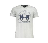 La Martina - T-shirt Homme en Coton Marron avec Imprimé - Homme - Tops - Gris - Taille: M