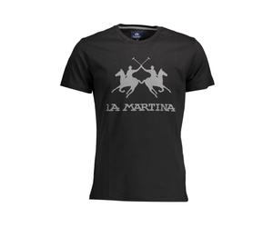 La Martina - Tee-shirt élégant avec impression emblématique - Homme - Tops - Noir - Taille: 2XL