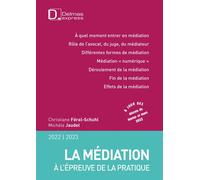La médiation à l'épreuve de la pratique 2022/2023 - Christiane Féral-Schuhl - Delmas - broché - Etude