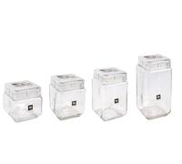 La Mediterránea Bocal de rangement en verre avec couvercle - Verre transparent et résistant | Bocaux en verre de cuisine | Design cube, moderne et pratique | Conteneur alimentaire (1600 ml)