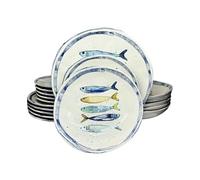 La Mediterránea Service de Table 18 Assiettes pour 6 Personnes - Plates 26 cm, Dessert 20 cm, Creuses pour Soupe ou Salade 20 x 5 cm