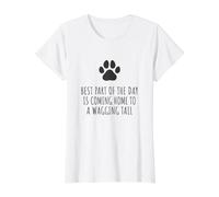 La Meilleure Partie de la journée revient à la Maison à Une Queue agitée T-Shirt Graphique avec Valeur, Femme, Blanc, L