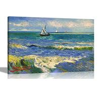 La mer aux Saintes-Maries-de-la-Mer par Vincent Van Gogh sur toile encadrée | Décoration d'intérieur moderne | Images encadrées 30 x 20 cm A4
