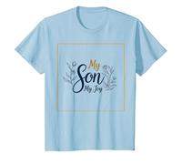 La mère du marié, Mon Fils, sa fiancée, ma Joie, Mariage Floral T-Shirt, Enfant, Bleu Céleste, 2 Ans