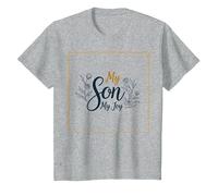 La mère du marié, Mon Fils, sa fiancée, ma Joie, Mariage Floral T-Shirt, Enfant, Gris Chiné, 3 Ans