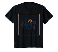 La mère du marié, Mon Fils, sa fiancée, ma Joie, Mariage Floral T-Shirt, Enfant, Noir, 8 Ans