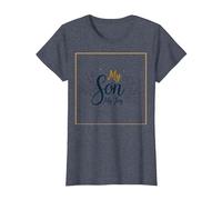 La mère du marié, Mon Fils, sa fiancée, ma Joie, Mariage Floral T-Shirt, Femme, Bleu Chiné, L