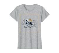 La mère du marié, Mon Fils, sa fiancée, ma Joie, Mariage Floral T-Shirt, Femme, Gris Chiné, S