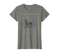 La mère du marié, Mon Fils, sa fiancée, ma Joie, Mariage Floral T-Shirt, Femme, Vert Kaki chiné, M