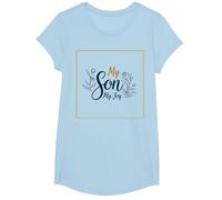 La mère du marié, Mon Fils, sa fiancée, ma Joie, Mariage Floral T-Shirt, Fille, Bleu Céleste, XS