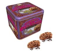 La Mère Poulard® | Biscuits Chocolat Beurre Salé | Peut Biscuits Français Beurre | Flocons de Chocolat au Beurre Sablés - 400 Gr | Boîte cadeau pour biscuits avec décorations violettes