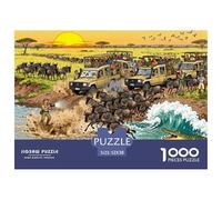 La Migration du Serengeti : la traversée des rivières Puzzle en Bois Imperméable DIY Puzzles De 1000 Pièces pour Adultes Impossible Jeux De Stimulants