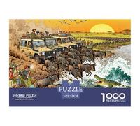La Migration du Serengeti : la traversée des rivières Puzzle en Bois Imperméable DIY Puzzles De 1000 Pièces pour Adultes Coloré De Décoration pour La Maison