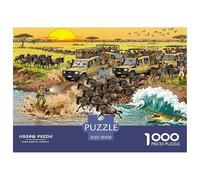La Migration du Serengeti : la traversée des rivières Puzzle en Bois Imperméable Puzzles De 1000 Pièces pour Adultes Défi Et Casse-tête Jeux Éducatifs