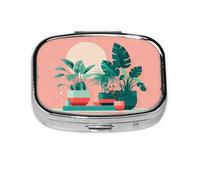 La mini boîte à médicaments carrée est adaptée pour mettre dans les poches ou les portefeuilles. Elle est facile à ouvrir et pratique. Belles plantes vertes en pot