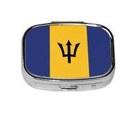 La mini boîte à médicaments carrée est adaptée pour mettre dans les poches ou les portefeuilles. Elle est facile à ouvrir et pratique. Drapeau de la Barbade