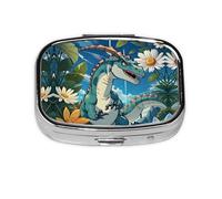 La mini boîte à médicaments carrée est adaptée pour mettre dans les poches ou les portefeuilles. Elle est facile à ouvrir et pratique. Dinosaure mignon