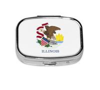 La mini boîte à médicaments carrée est adaptée pour mettre dans les poches ou les portefeuilles. Elle est facile à ouvrir et pratique. Drapeau de l'État de l'Illinois