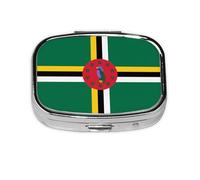 La mini boîte à médicaments carrée est adaptée pour mettre dans les poches ou les portefeuilles. Elle est facile à ouvrir et pratique. Drapeau du Commonwealth de la Dominique