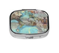 La mini boîte à médicaments carrée est adaptée pour mettre dans les poches ou les portefeuilles. Elle est facile à ouvrir et pratique. Carte du monde de dessin animé