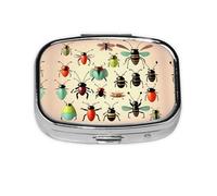 La mini boîte à médicaments carrée est adaptée pour mettre dans les poches ou les portefeuilles. Elle est facile à ouvrir et pratique. Petits insectes de dessin animé