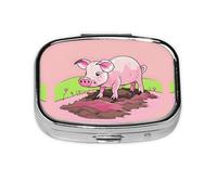 La mini boîte à médicaments carrée est adaptée pour mettre dans les poches ou les portefeuilles. Elle est facile à ouvrir et pratique. Porcinet rose
