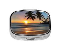 La mini boîte à médicaments carrée est adaptée pour mettre dans les poches ou les portefeuilles. Elle est facile à ouvrir et pratique. Coucher de soleil sur la plage