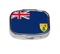 La mini boîte à médicaments carrée est adaptée pour mettre dans les poches ou les portefeuilles. Elle est facile à ouvrir et pratique. Drapeau des îles Turques et Caïques