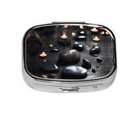 La mini boîte à pharmacie carrée est adaptée pour mettre dans les poches ou les portefeuilles. Elle est facile à ouvrir et pratique. Pierre noire en forme de cœur mystérieux