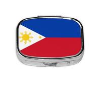 La mini boîte à pharmacie carrée est adaptée pour mettre dans les poches ou les portefeuilles. Elle est facile à ouvrir et pratique. Drapeau des Philippines