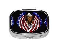 La mini boîte à pharmacie carrée est adaptée pour mettre dans les poches ou les portefeuilles. Elle est facile à ouvrir et pratique. Drapeau américain aigle patriotique