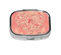 La mini boîte à pharmacie carrée est adaptée pour mettre dans les poches ou les portefeuilles. Facile à ouvrir et pratique. Fleurs en forme de cœur rouge