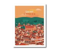 La Mixerie Affiche Saint-Cyprien 30x40cm - Dordogne - décoration murale ville