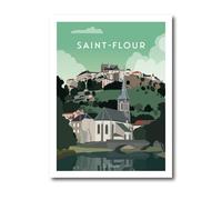 La Mixerie Affiche Saint-Flour 30x40cm - Cantal - décoration murale ville