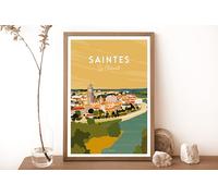 La Mixerie Affiche Saintes 30x40cm - Charente-Maritime - décoration murale ville