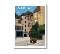 La Mixerie Affiche Sarlat 30x40cm - Dordogne - décoration murale ville